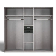 Wardrobe - DOCKER 5 Door Mirrored Wardrobe Grey 225cm