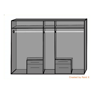 CHOICEWARDROBE Flock 225cm 5 Door Mirrored Wardrobe – White | Large Modern Wardrobe with Drawers, Shelves & Hanging Space