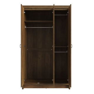 CHOICEWARDROBE Nolan Knotty Oak 3 Door Wardrobe | Rustic Wooden Design with Black Handles – Farmhouse Industrial Style