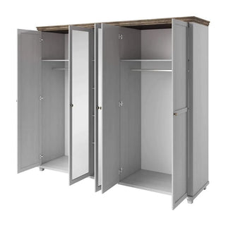 CHOICEWARDROBE Eilat 246cm 5 Door Mirrored Wardrobe – Abisko Ash | Elegant Large Wardrobe with Classic Panel Design & Ample Storage Space