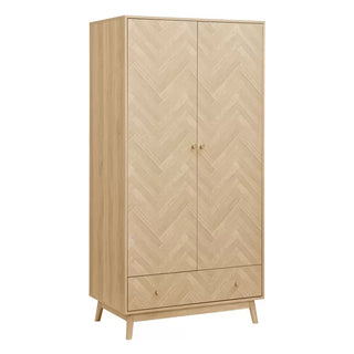 Helena Wooden Wardrobe With 2 Doors 1 Drawer In Oak