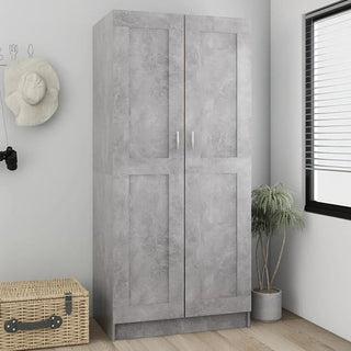 CHOICEWARDROBE Portland 2 Door Wardrobe – Concrete Effect Finish with Shelving