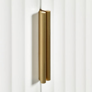 CHOICEWARDROBE Marius Fluted 2 Door Wardrobe – Matt White Finish with Gold Legs & Drawer