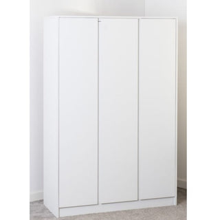 CHOICEWARDROBE Mcgowen 3 Door Wooden Wardrobe – White Finish | Contemporary Minimalist Storage with Hanging Rail & Shelves