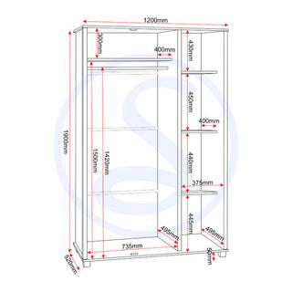 CHOICEWARDROBE Oxnard 3 Door Wardrobe – Light Oak Finish | Modern Storage with Hanging Rail & Shelves