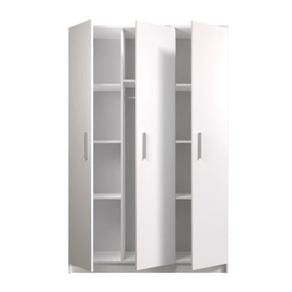 CHOICEWARDROBE Orlan 3 Door Wardrobe – Matt White Finish | Spacious Hinged Storage with Hanging Rail & Shelving