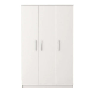 CHOICEWARDROBE Orlan 3 Door Wardrobe – Matt White Finish | Spacious Hinged Storage with Hanging Rail & Shelving