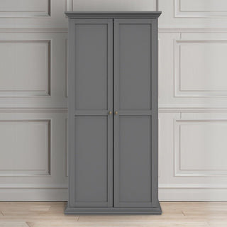 Parayo Wooden Furniture Set With 2 Doors Wardrobe In Matt Grey