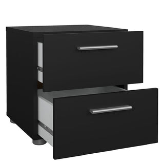 CHOICEWARDROBE Perkin 3 Piece Bedroom Furniture Set – 2 Door Wardrobe, 4 Drawer Chest & Bedside Cabinet in Black | Modern Storage Suite with Silver Handles