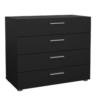 CHOICEWARDROBE Perkin 3 Piece Bedroom Furniture Set – 2 Door Wardrobe, 4 Drawer Chest & Bedside Cabinet in Black | Modern Storage Suite with Silver Handles