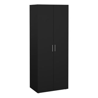 CHOICEWARDROBE Perkin 3 Piece Bedroom Furniture Set – 2 Door Wardrobe, 4 Drawer Chest & Bedside Cabinet in Black | Modern Storage Suite with Silver Handles