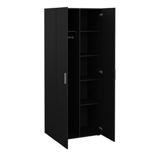 CHOICEWARDROBE Perkin 3 Piece Bedroom Furniture Set – 2 Door Wardrobe, 4 Drawer Chest & Bedside Cabinet in Black | Modern Storage Suite with Silver Handles