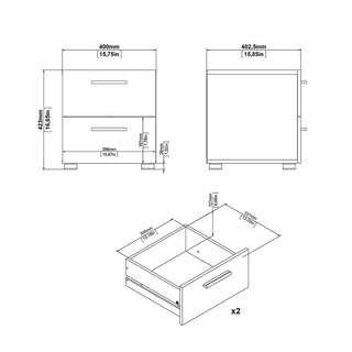 CHOICEWARDROBE Perkin 3 Piece Bedroom Furniture Set – 2 Door Wardrobe, 4 Drawer Chest & Bedside Cabinet in Black | Modern Storage Suite with Silver Handles