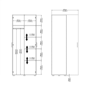 CHOICEWARDROBE Nairo Black 2 Door Wardrobe | Minimalist Matte Finish with Metal Handles