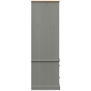 CHOICEWARDROBE Norwyn Grey Wooden Wardrobe with 2 Drawers | Oak Top & Louvre Doors