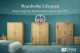Illustration showing typical wardrobe lifespan in UK homes based on construction quality and use