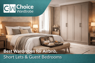 Guest bedroom with a practical wardrobe and space for luggage