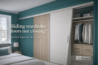 Sliding wardrobe door out of alignment and not closing fully in a bedroom