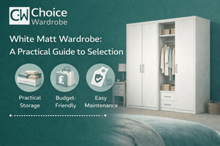White matt wardrobe in a modern bedroom showing its low-sheen finish and storage proportions