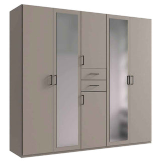 Wardrobe - DOCKER 5 Door Mirrored Wardrobe Grey 225cm