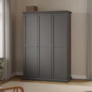 Paris Classic 3 Door Wardrobe – Matt Grey bedroom storage