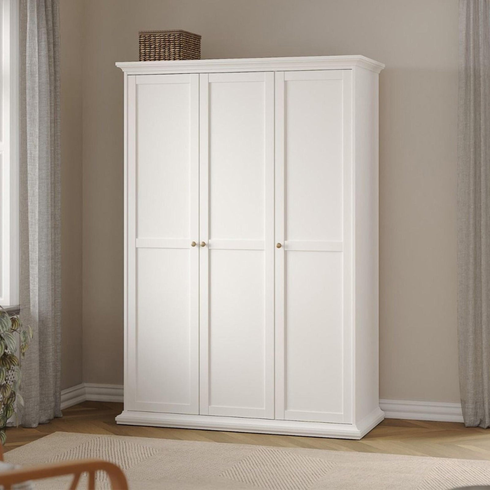 Paris Classic 3 Door Wardrobe – White bedroom storage