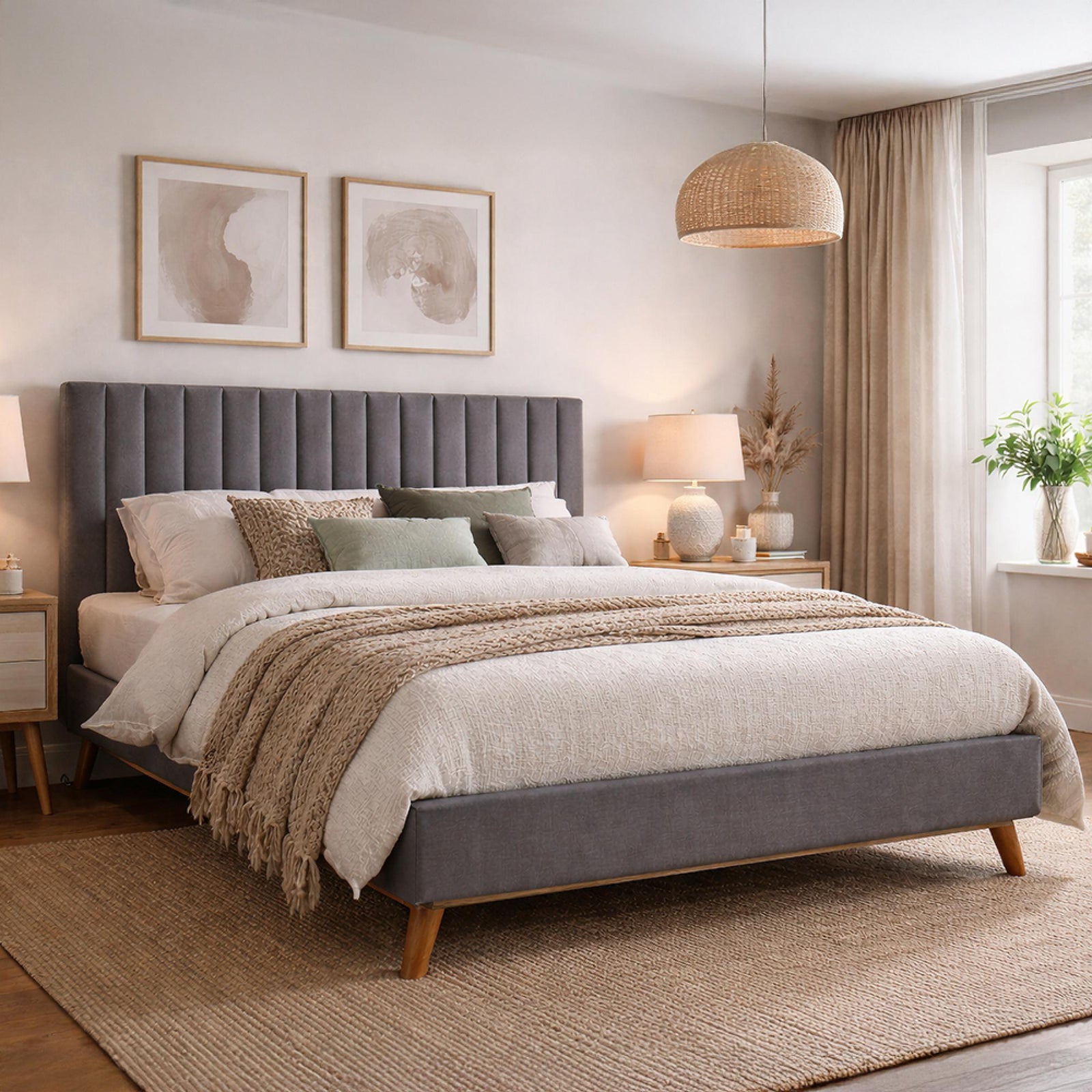 Time Living Albany Bed - Dark Grey Fabric