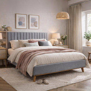 Time Living Albany Bed - Light Grey Fabric