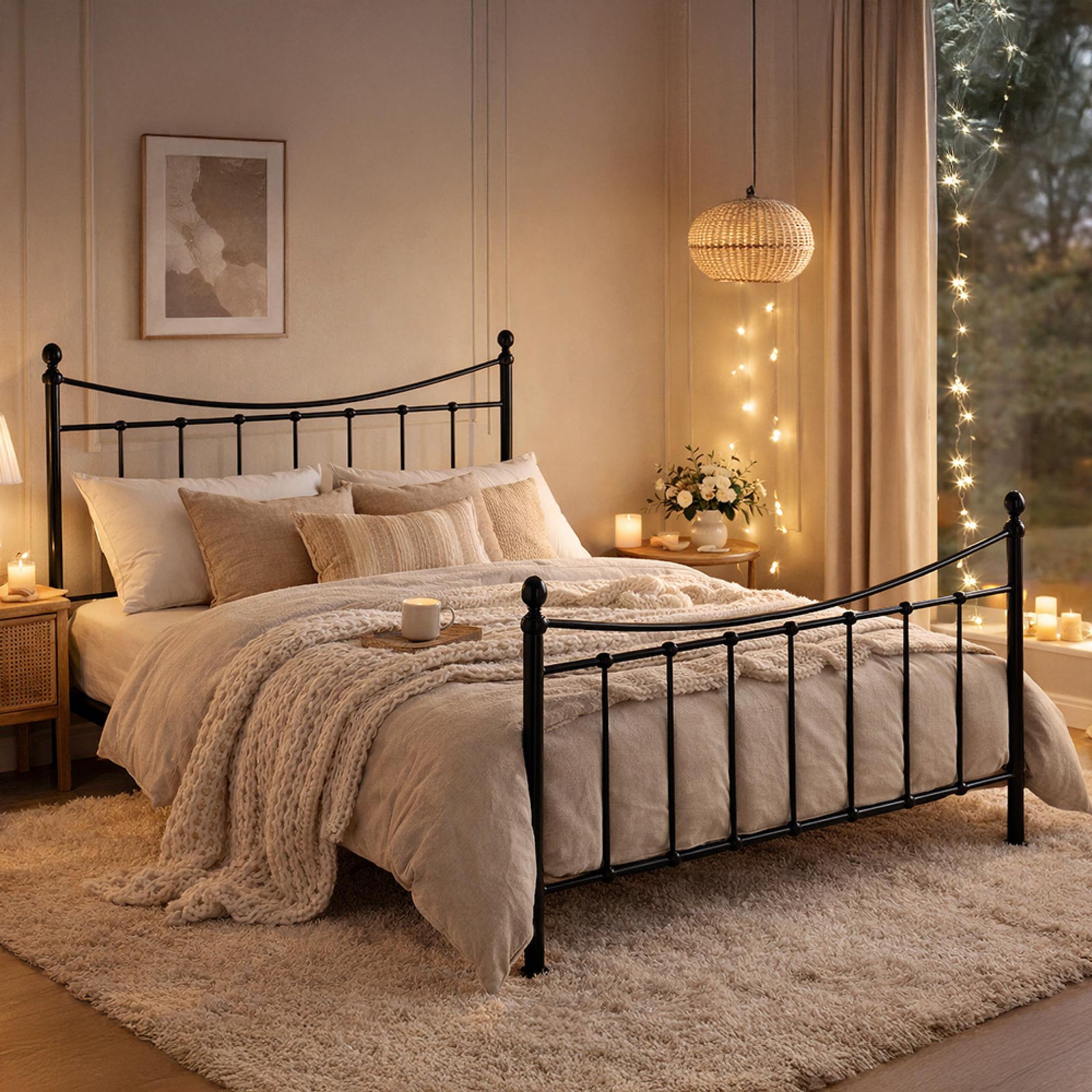 Time Living Alderley Bed - Black Metal