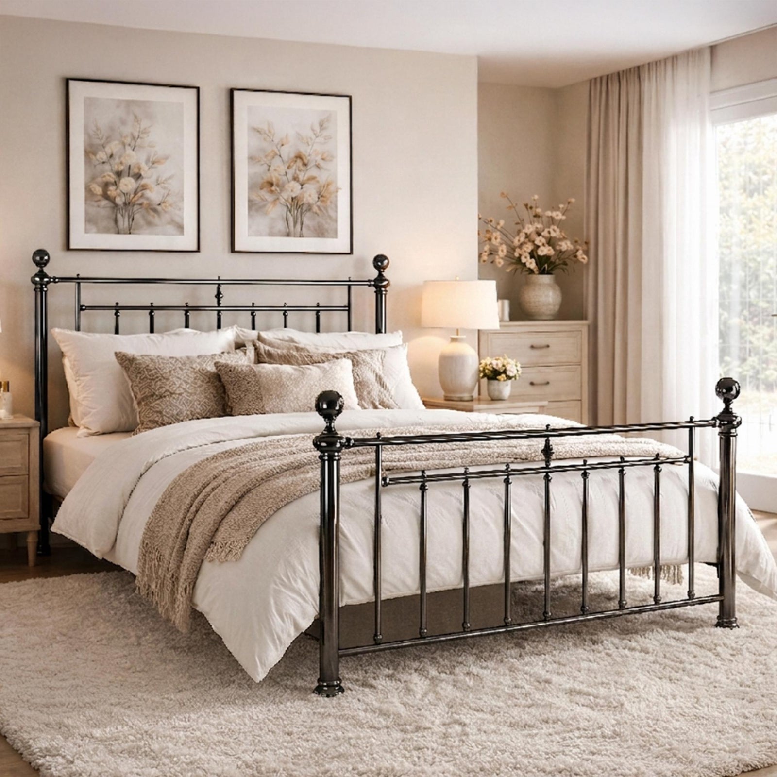 Time Living Alexander Bed - Black Nickel Metal