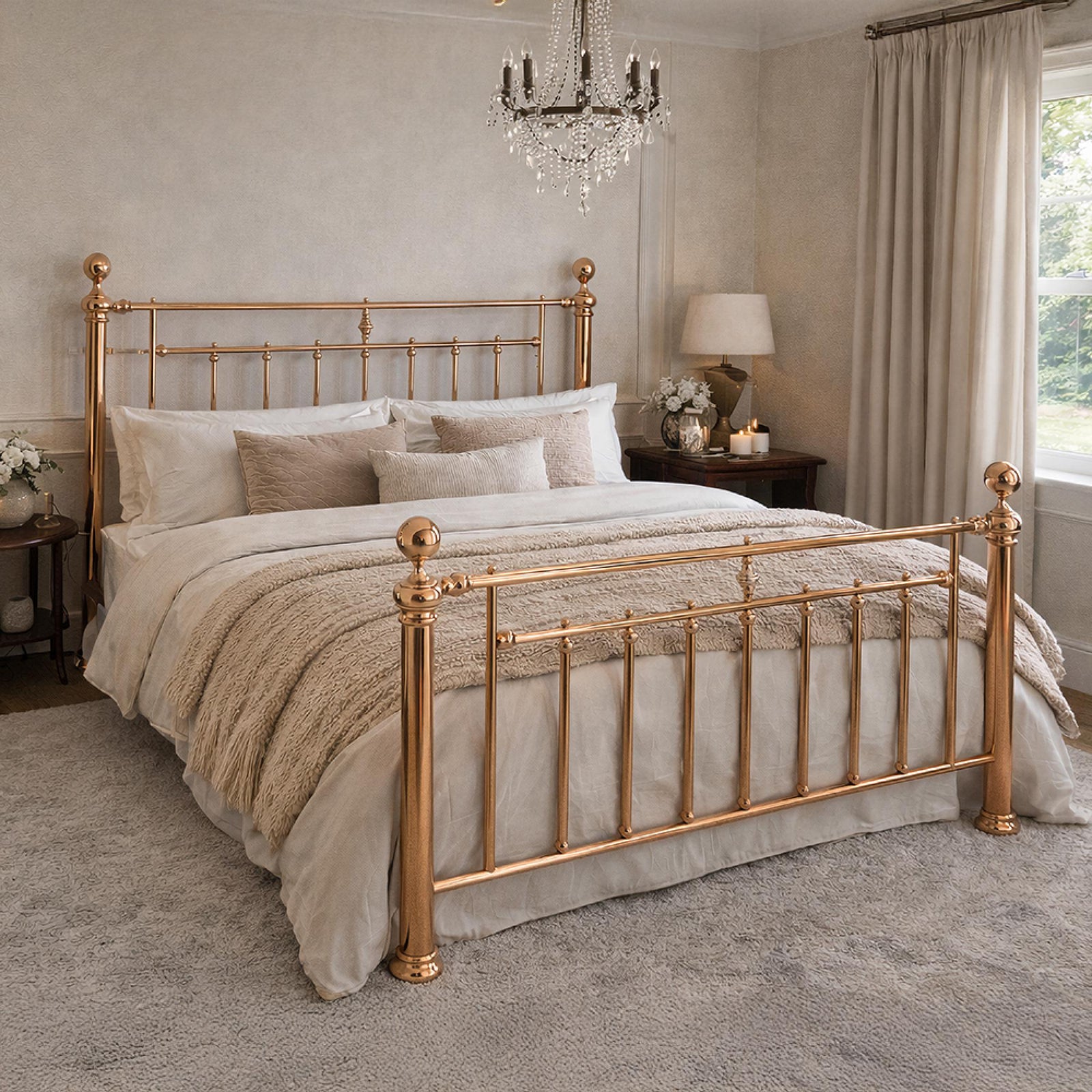 Time Living Alexander Bed - Rose Gold Metal