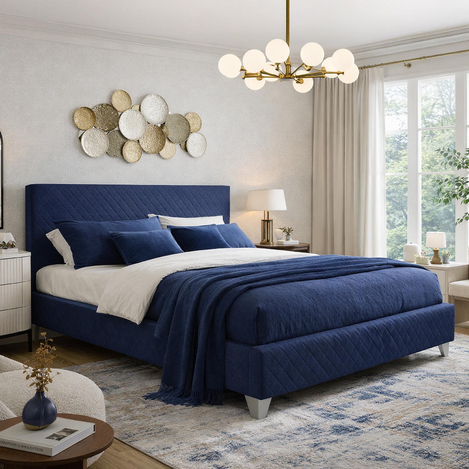 Time Living Brooklyn Bed - Blue Fabric