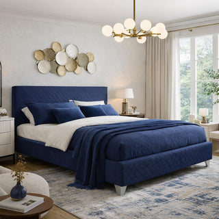Time Living Brooklyn Bed - Blue Fabric