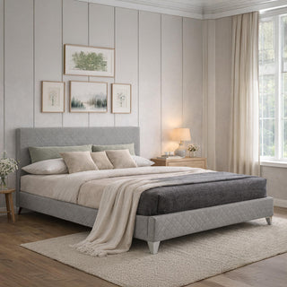 Time Living Brooklyn Bed - Light Grey Fabric