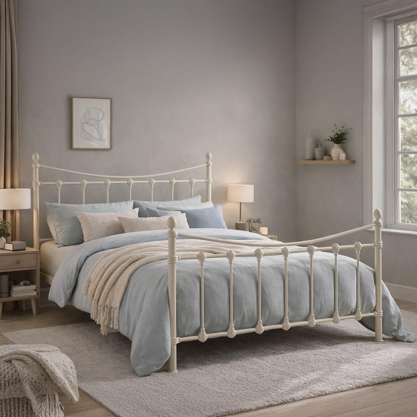 Time Living Florida Bed - Ivory Metal