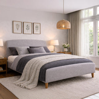 Time Living Geneva Bed - Light Grey Fabric