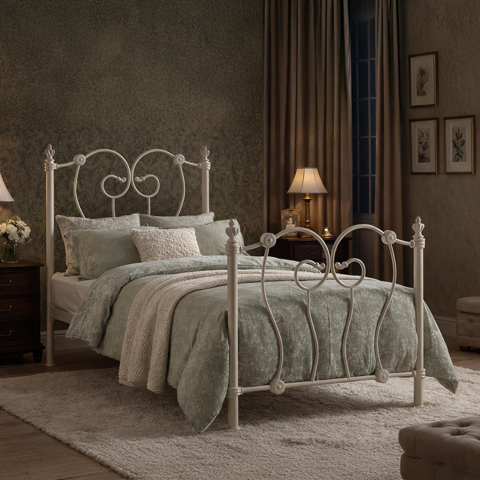 Time Living Inova Bed - Ivory Metal