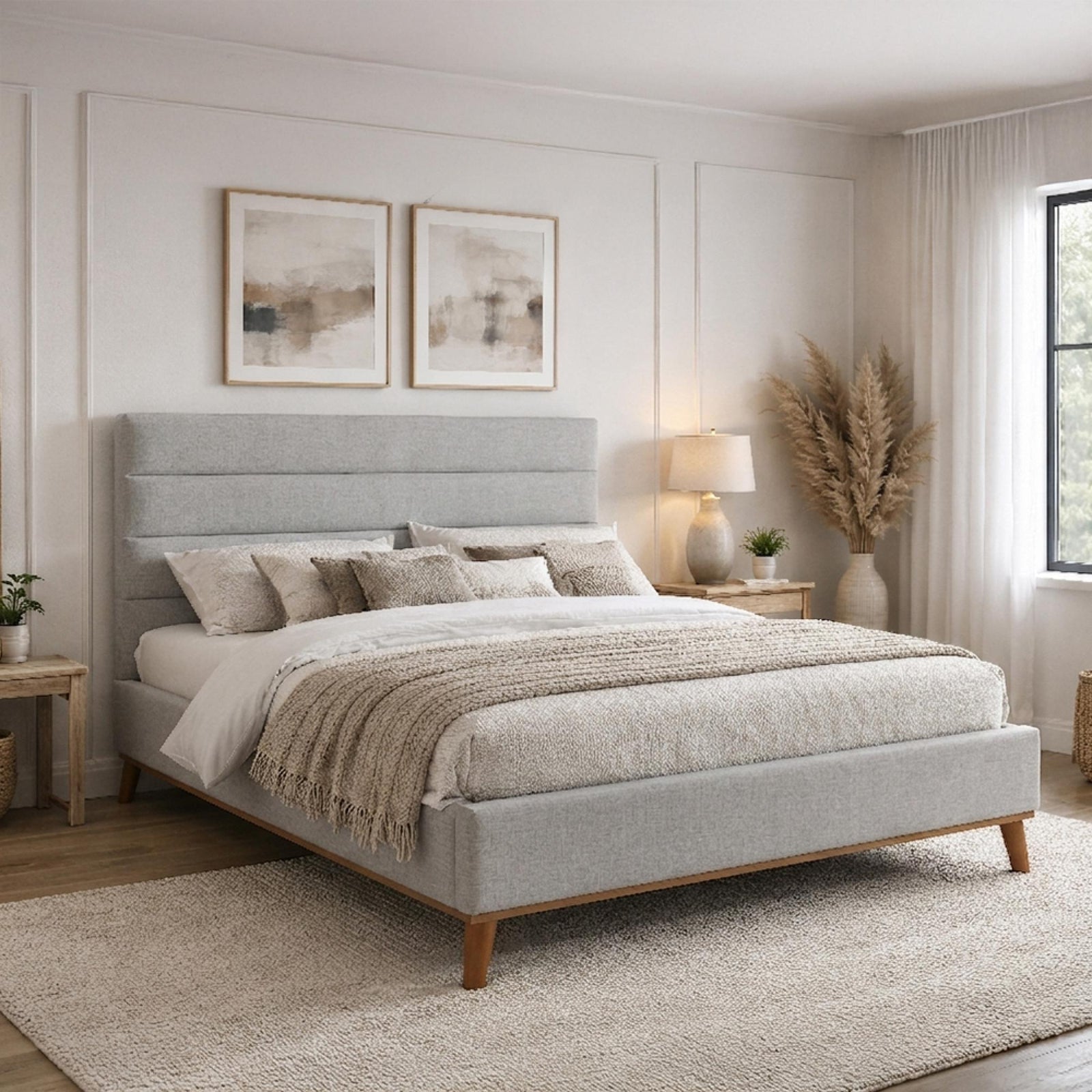 Time Living Mayfair Bed - Light Grey Fabric