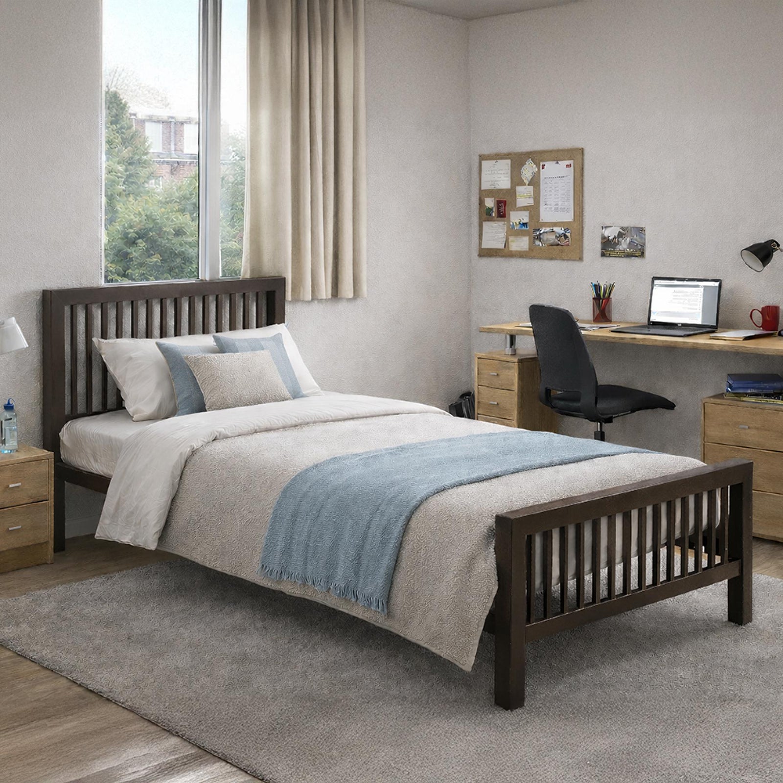 Time Living Meridian Bed - Charcoal Black Metal