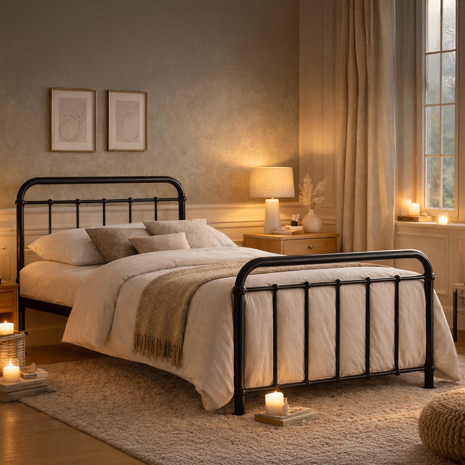 Time Living Miami Bed - Black Metal