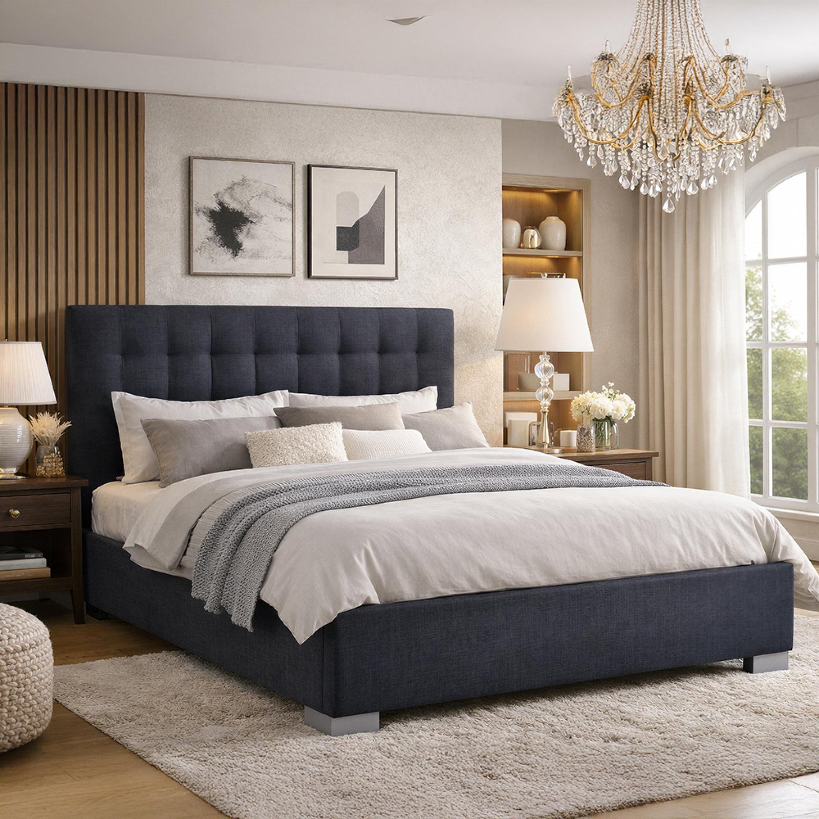 Time Living Nevada Bed - Grey Fabric