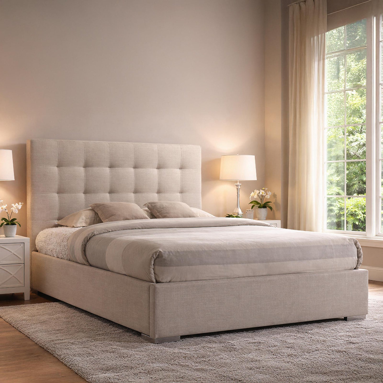 Time Living Nevada Bed - Sand Fabric