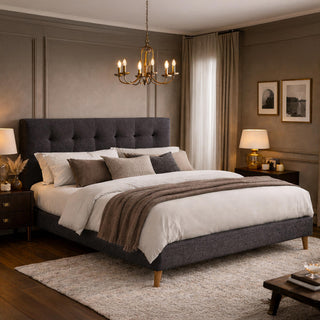 Time Living Novara Bed - Dark Grey Fabric
