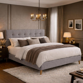 Time Living Novara Bed - Light Grey Fabric