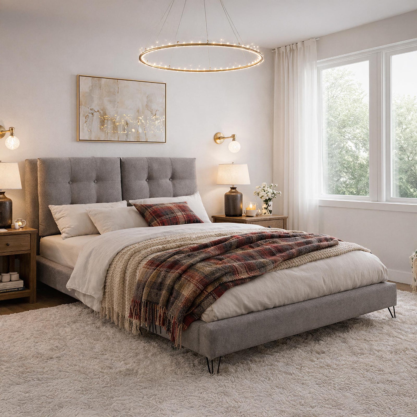Time Living Tuscany Bed - Grey Fabric