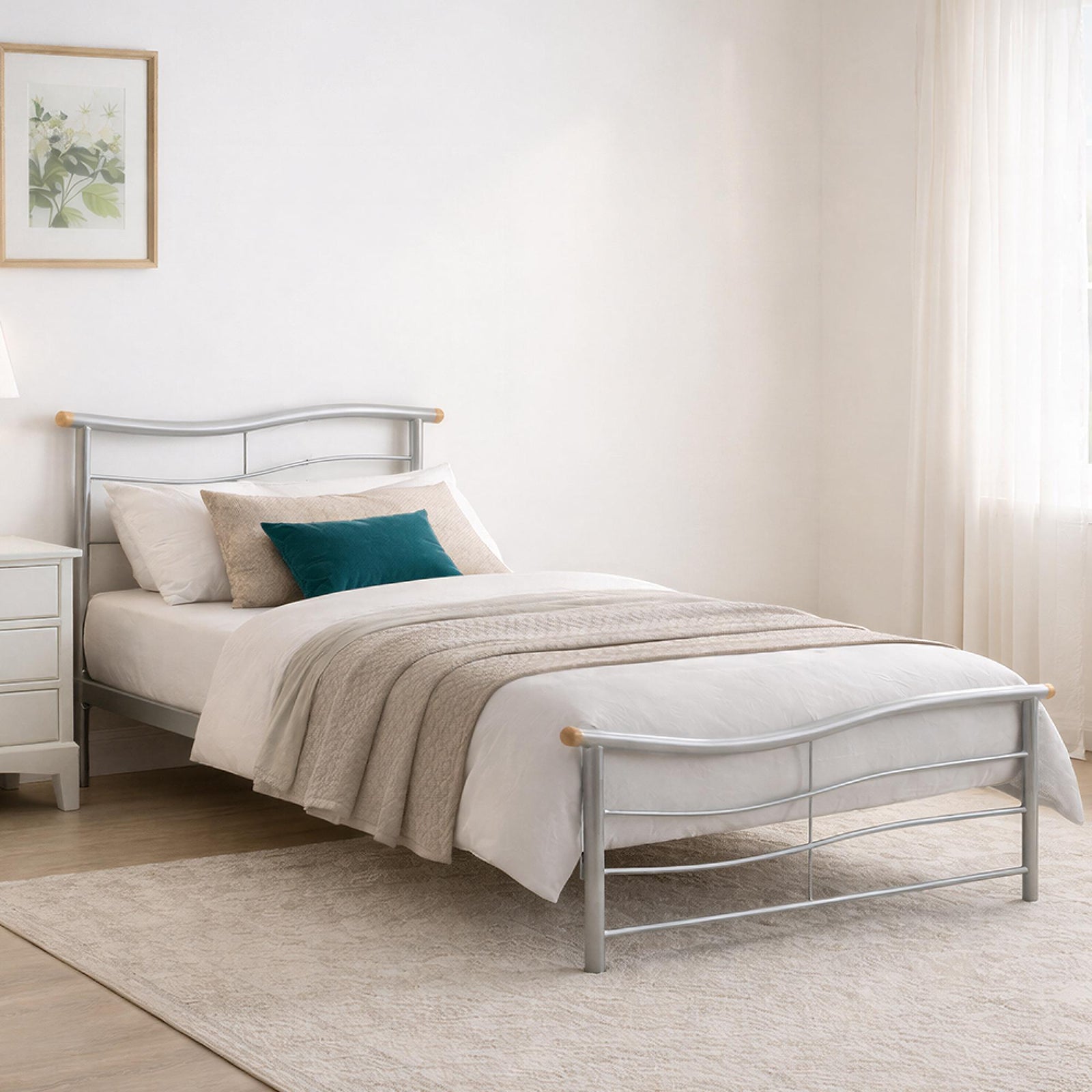 Time Living Waverley Bed - Silver Metal