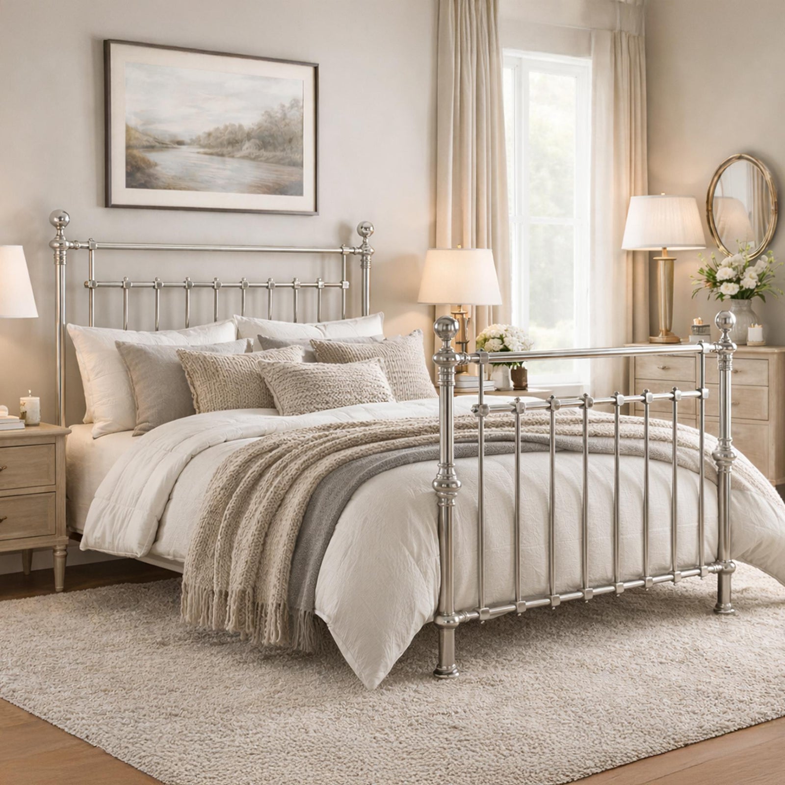 Time Living Edward Bed - Chrome Metal