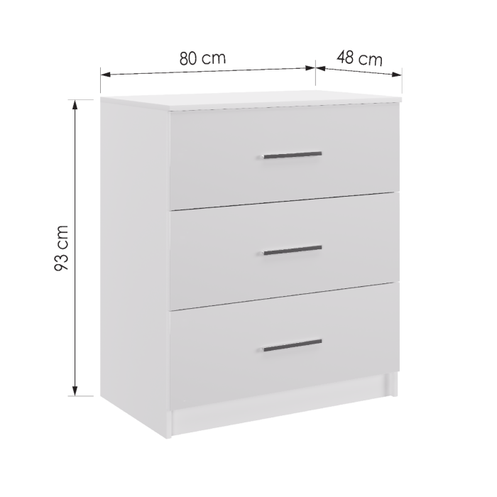 Warrington 80cm 3-Drawer Chest of Drawers product view 3