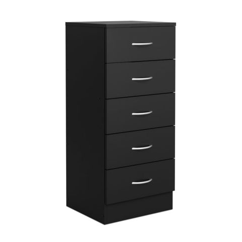 Arvello 40cm Tallboy 5-Drawer Chest in Black