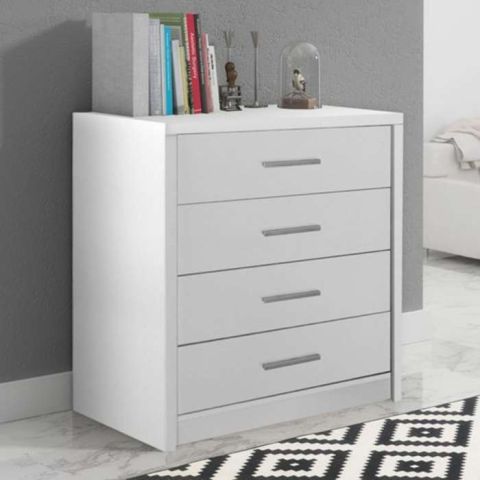 Averton 80cm 4-Drawer Chest of Drawers in White